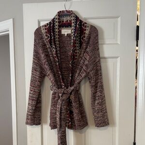 THE GREAT. Red and Brown Knit Cardigan
